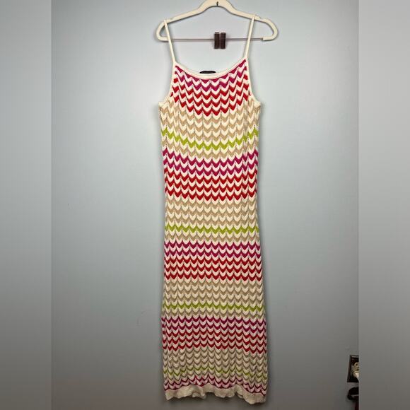 Rachel Zoe NWT crochet lined multicolored spaghetti strap maxi dress - Picture 1 of 8
